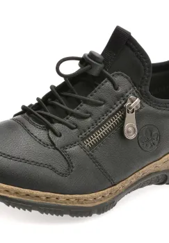 Pantofi RIEKER negri, N32G0, din piele naturala imagine