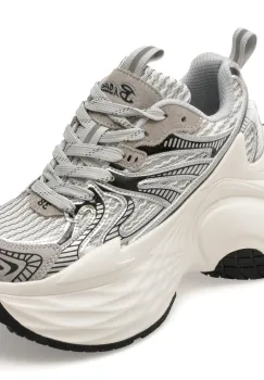 Pantofi sport BASLS argintii, A666, din material textil imagine
