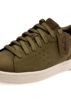 Pantofi sport CLARKS kaki, COURTLITE 2 RUN, din nabuc imagine