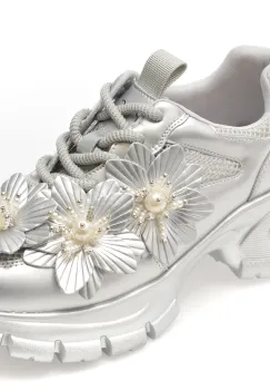 Pantofi sport EPICA argintii, 2W99, din material textil imagine