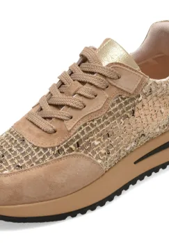 Pantofi sport EPICA bej, QS510, din material textil si piele naturala imagine