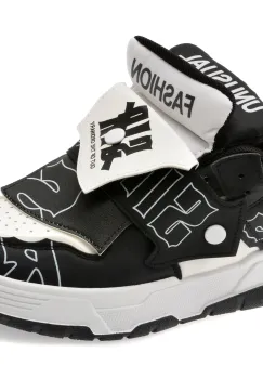 Pantofi sport FASHION alb-negri, C242, din piele ecologica imagine