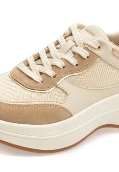Pantofi sport GEOX bej, D65WTD, din material textil si piele naturala imagine
