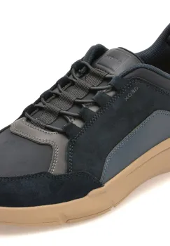 Pantofi sport GEOX bleumarin, U659KA, din piele naturala si material textil imagine