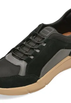 Pantofi sport GEOX negri, U659KA, din material textil si piele naturala imagine