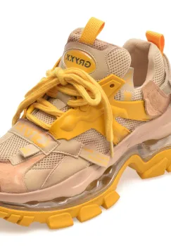 Pantofi sport GRYXX galbeni, 666128, din material textil si piele naturala imagine