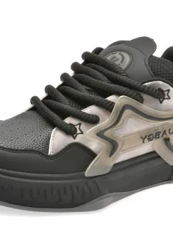 Pantofi sport HUABANGONGYUAN negri, 9002, din piele ecologica imagine