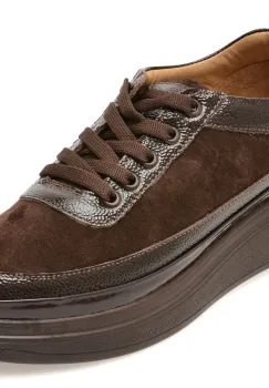 Pantofi sport IMAGE maro, 213M126, din piele intoarsa imagine