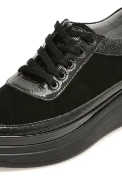 Pantofi sport IMAGE negri, 213M126, din piele intoarsa imagine
