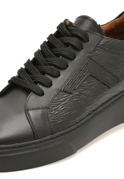 Pantofi sport LOST negri, LST101, din piele naturala imagine