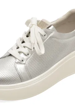 Pantofi sport PASS COLLECTION argintii, W160011, din piele naturala imagine
