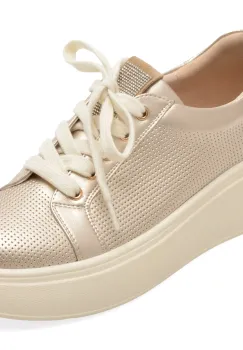 Pantofi sport PASS COLLECTION aurii, W160011, din piele naturala imagine