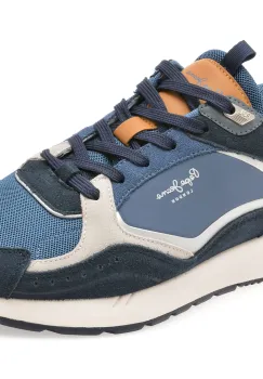 Pantofi sport PEPE JEANS albastri, MS60004, din material textil si piele naturala imagine
