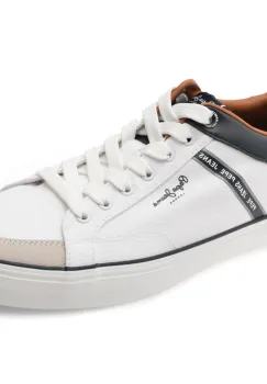 Pantofi sport PEPE JEANS albi, KENTON STAGE, din material textil imagine