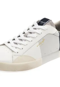 Pantofi sport PEPE JEANS albi, LANE PRINT, din piele naturala imagine