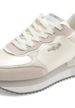 Pantofi sport PEPE JEANS albi, RUSPER SHINE, din material textil imagine