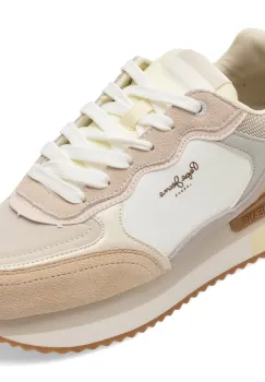 Pantofi sport PEPE JEANS bej, LS60041, din material textil si piele naturala imagine
