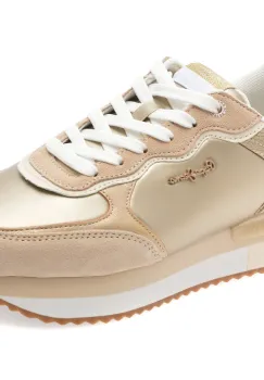 Pantofi sport PEPE JEANS bej, RUSPER SHINE, din material textil imagine
