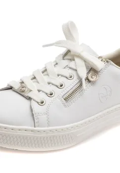 Pantofi sport RIEKER albi, L59L1, din piele naturala imagine