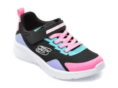 Pantofi sport SKECHERS negri, 302348L, din piele ecologica si material textil