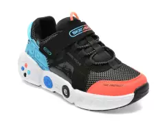 Pantofi sport SKECHERS negri, 402260L, din material textil si piele ecologica
