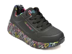 Pantofi sport SKECHERS negri, UNO LITE4976L, din piele ecologica