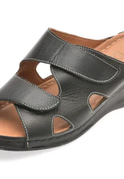 Papuci DR FIT negri, EV2854, din piele naturala imagine