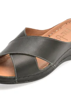 Papuci DR FIT negri, EV2861, din piele naturala imagine