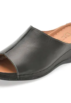 Papuci DR FIT negri, EV2862, din piele naturala imagine