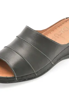 Papuci DR FIT negri, EV2863, din piele naturala imagine