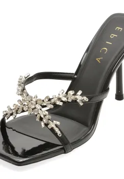 Papuci eleganti EPICA negri, 5587, din piele ecologica imagine