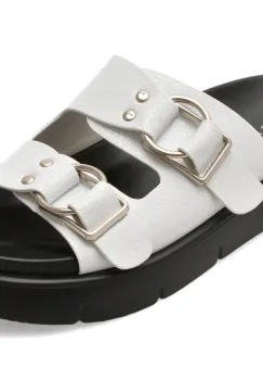 Papuci EPICA albi, WC60009, din piele naturala imagine