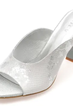 Papuci EPICA argintii, 3L595, din piele naturala imagine