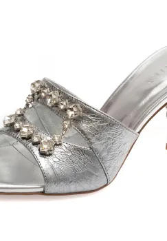 Papuci EPICA argintii, 71872F6, din piele naturala imagine