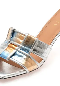 Papuci EPICA argintii, L633, din piele naturala imagine