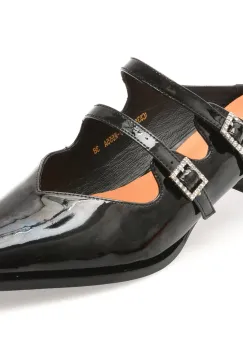 Papuci EPICA negri, 1C5355, din piele naturala lacuita imagine