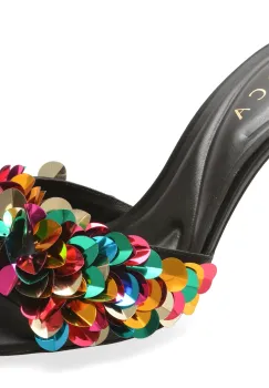 Papuci EPICA negri, TS759, din material textil imagine