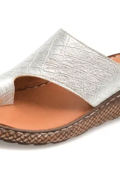 Papuci EVIDA argintii, EV2875, din piele naturala imagine