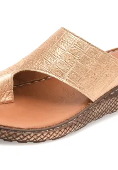 Papuci EVIDA aurii, EV2875, din piele naturala imagine
