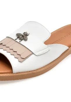 Papuci FLAVIA PASSINI albi, 13027, din piele naturala imagine