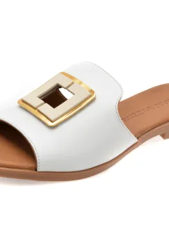 Papuci FLAVIA PASSINI albi, 13234, din piele naturala imagine