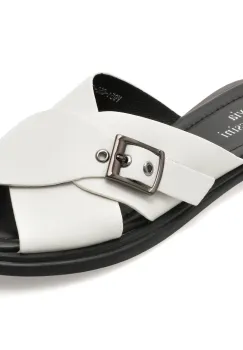 Papuci FLAVIA PASSINI albi, V951G50, din piele naturala imagine