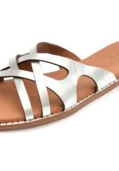 Papuci FLAVIA PASSINI argintii, 2921016, din piele naturala imagine