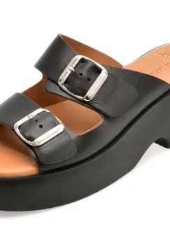 Papuci FLAVIA PASSINI negri, 13215, din piele naturala imagine