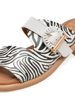 Papuci GOLD DEER alb-negru, 22040, din piele naturala imagine