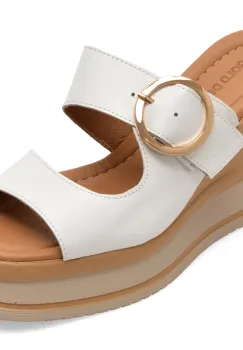 Papuci GOLD DEER albi, 22088, din piele naturala imagine