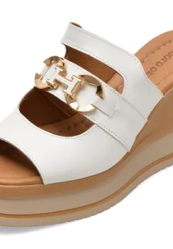 Papuci GOLD DEER albi, 22092, din piele naturala imagine