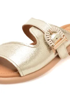 Papuci GOLD DEER aurii, 22040, din piele naturala imagine