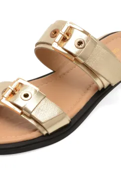 Papuci GOLD DEER aurii, 458014, din piele naturala imagine