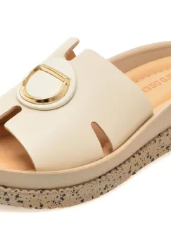 Papuci GOLD DEER bej, 157474, din piele naturala imagine